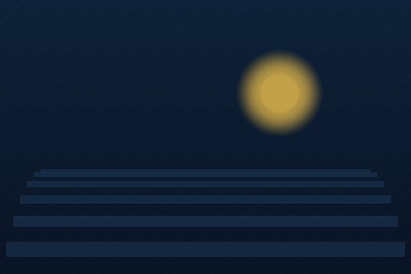 Abstract illustration of a rising sun over rows of solar panels